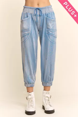 wholesale clothing plus garment washed seam detail jogger pants davi & dani