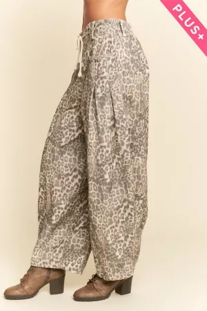 wholesale clothing plus washed leopard deim elastic jean pants davi & dani