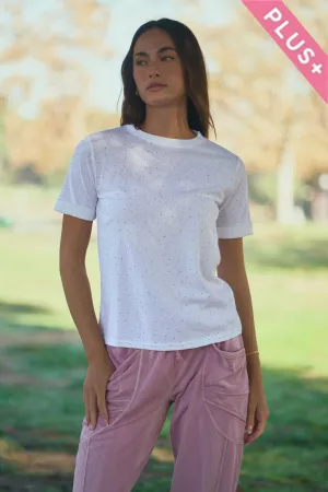wholesale clothing plus rhinestone embellished relaxed crew neck tee davi & dani