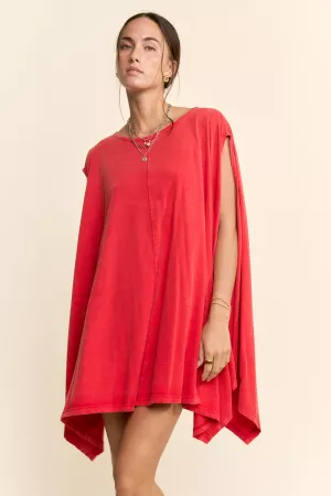 wholesale clothing garment boat neck hankerchief mini jersey dress davi & dani