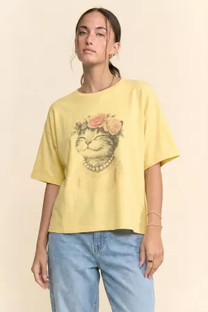 wholesale clothing blossom-crowned kitty printed top davi & dani