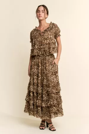 wholesale clothing tiered detail short puff maxi dress set davi & dani