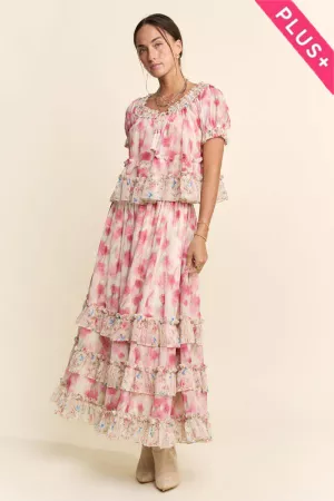 wholesale clothing plus tiered detail short puff maxi dress set davi & dani