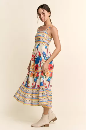 wholesale clothing square neck strappy midi sundress tiered skirt davi & dani