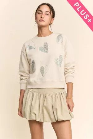 wholesale clothing plus sequin heart applique crewneck sweatshirt davi & dani