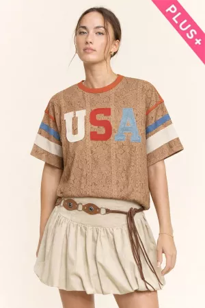 wholesale clothing plus usa patchwork lace top with inner tank top davi & dani