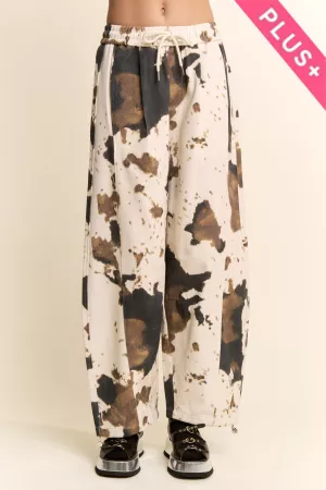 wholesale clothing plus tie-dye wide-leg drawstring-hem pants davi & dani