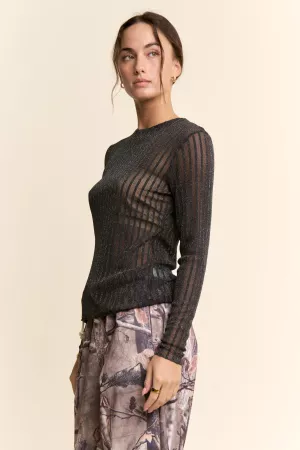 wholesale clothing metallic mesh long sleeve tops davi & dani