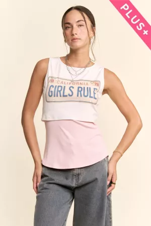 wholesale clothing plus graphic print cropped tank tops sleeveless davi & dani