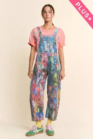 wholesale clothing plus printed denim barrel pants overall jumpsuit davi & dani
