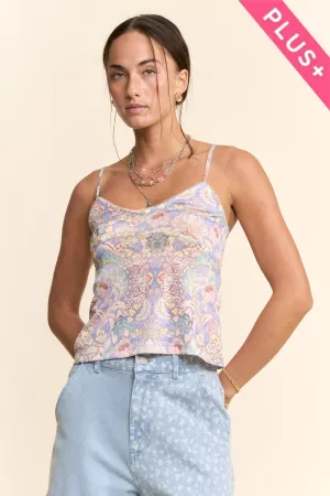 wholesale clothing plus graphic print cropped tank tops sleeveless davi & dani