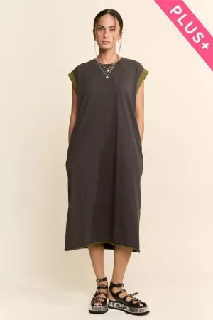 wholesale clothing plus solid knit aristo girl fringed t shirt dress davi & dani