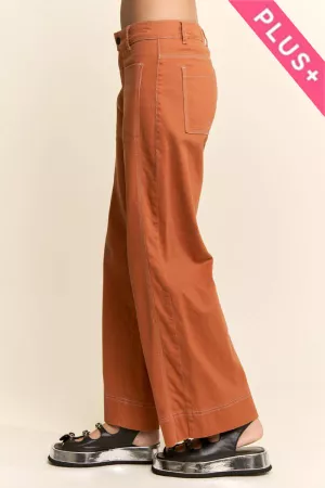 wholesale clothing plus dark wash contrast wide leg denim pant davi & dani