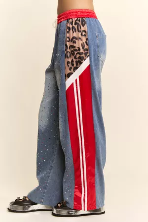 wholesale clothing rhinestone joggers crystal denim track pant davi & dani