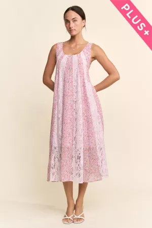 wholesale clothing plus flower crinkled chiffon blocked midi dress davi & dani