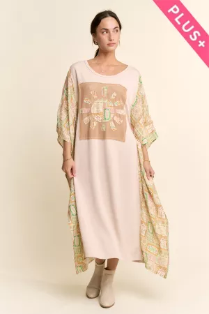 wholesale clothing plus soft knit sun fabric patchwork dress davi & dani