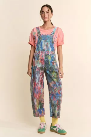 wholesale clothing printed denim barrel pants overall jumpsuit davi & dani