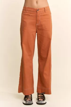 wholesale clothing dark wash contrast stitch wide leg denim pants davi & dani