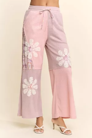 wholesale clothing casual wide leg knit lounge elastic waist pants davi & dani