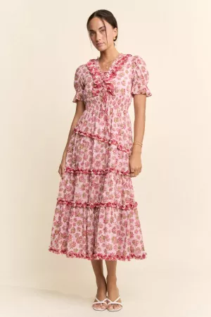 wholesale clothing floral printed light weight cotton maxi dress davi & dani