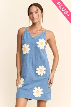 wholesale clothing plus denim striped daisy patch work dress davi & dani