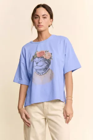 wholesale clothing blossom-crowned kitty printed top davi & dani