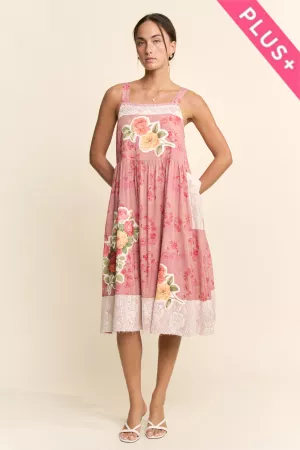 wholesale clothing plus vintage flower patched lace mixed dress davi & dani