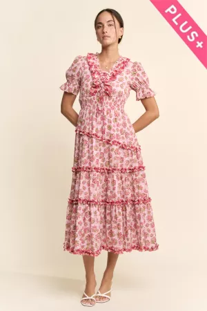 wholesale clothing plus floral printe light weight cotton maxi dress davi & dani