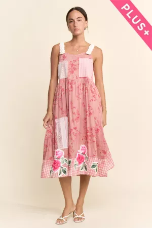 wholesale clothing plus printed flower patchwork skirtall dress davi & dani