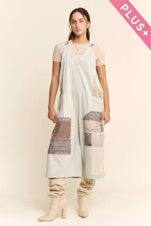 wholesale clothing plus cotton patchwork jumpsuit adjustable strap davi & dani