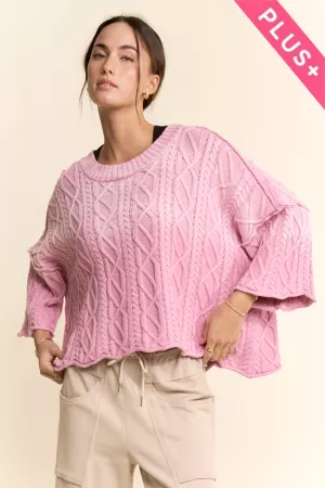 wholesale clothing plus long sleeve sweater cable knit pattern davi & dani