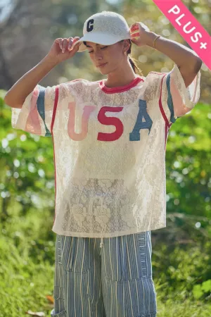 wholesale clothing plus usa patchwork lace top with inner tank top davi & dani