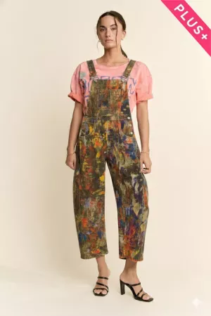 wholesale clothing plus printed denim barrel pants overall jumpsuit davi & dani