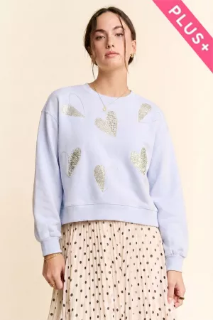 wholesale clothing plus sequin heart applique crewneck sweatshirt davi & dani