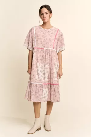 wholesale clothing patch work detail dress davi & dani