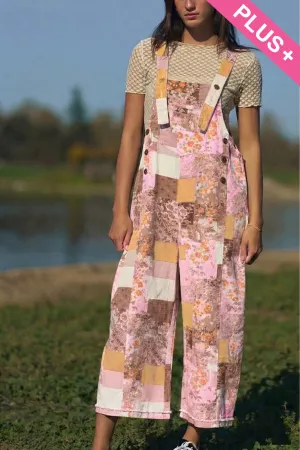 wholesale clothing plus flower patchwork denim overall davi & dani