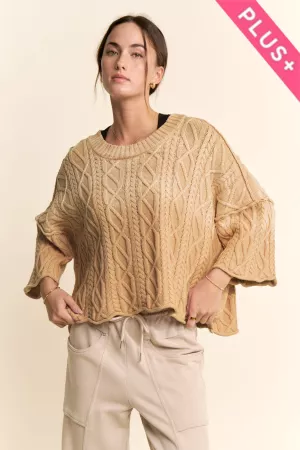 wholesale clothing plus long sleeve sweater cable knit pattern davi & dani