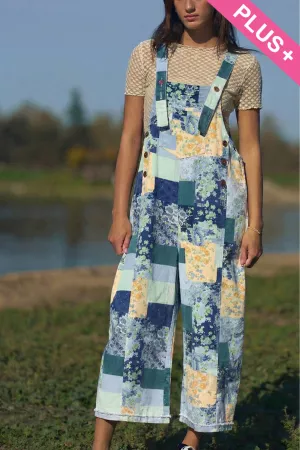 wholesale clothing plus flower patchwork denim overall davi & dani