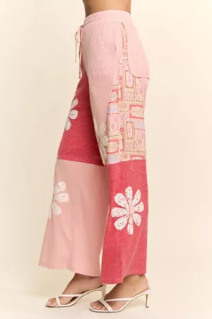 wholesale clothing casual wide leg knit lounge elastic waist pants davi & dani