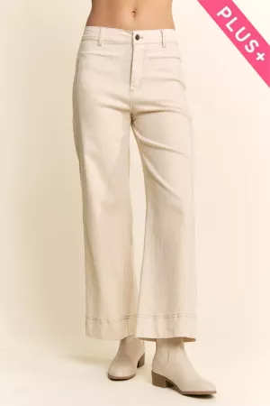 wholesale clothing plus dark wash contrast wide leg denim pant davi & dani