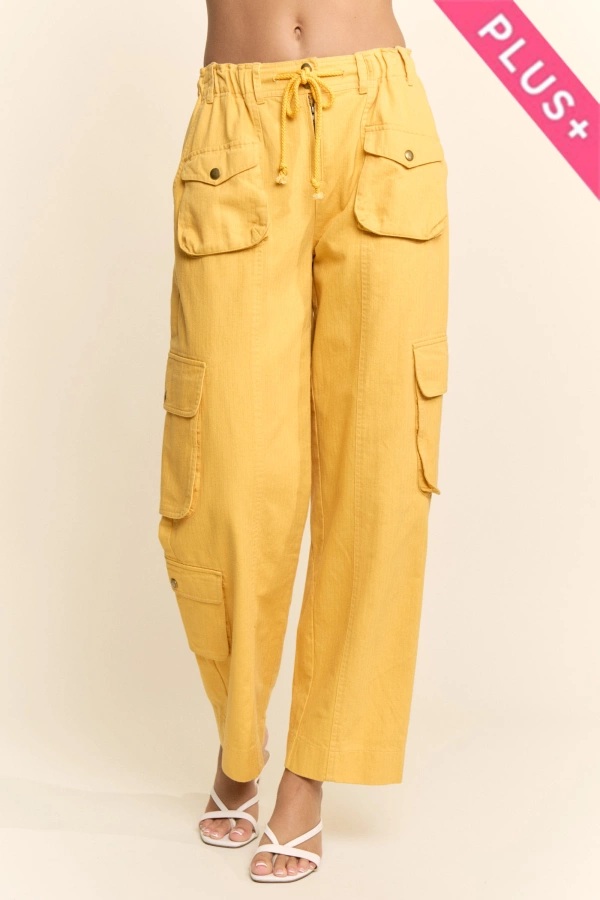 wholesale clothing plus solid twill denim cargo pants davi & dani