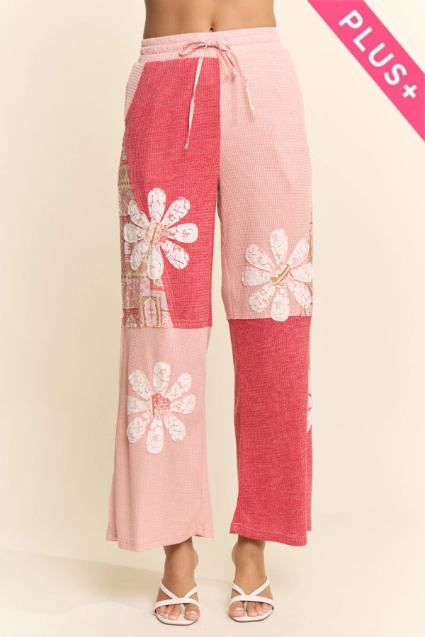 wholesale clothing plus casual wide leg lounge elastic waist pants davi & dani