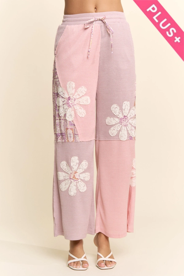 wholesale clothing plus casual wide leg lounge elastic waist pants davi & dani