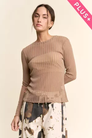 wholesale clothing plus metallic mesh long sleeve tops davi & dani