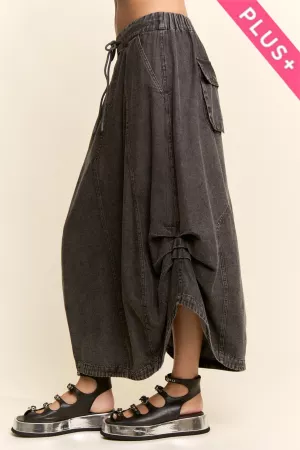 wholesale clothing plus mineral elastic denim parachute midi skirt davi & dani