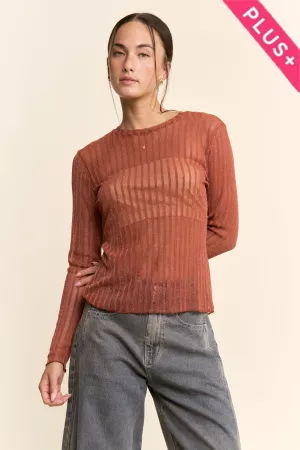 wholesale clothing plus metallic mesh long sleeve tops davi & dani