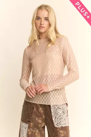 wholesale clothing plus metallic mesh long sleeve tops davi & dani