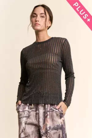 wholesale clothing plus metallic mesh long sleeve tops davi & dani