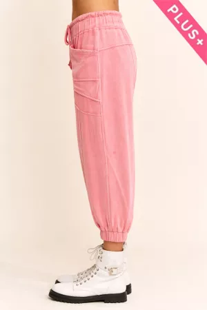 wholesale clothing plus garment washed seam detail jogger pants davi & dani