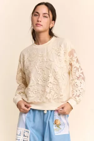 wholesale clothing sheer floral embroidered sweatshirt davi & dani